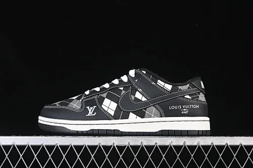 All categories Nk SB Dunk Series Nk SB Dunk Low High-end customized low-top sneakers Nike SB Dunk Low LV co-branded black and white mesh High-end customized low-top casual sneakers SC0601-460